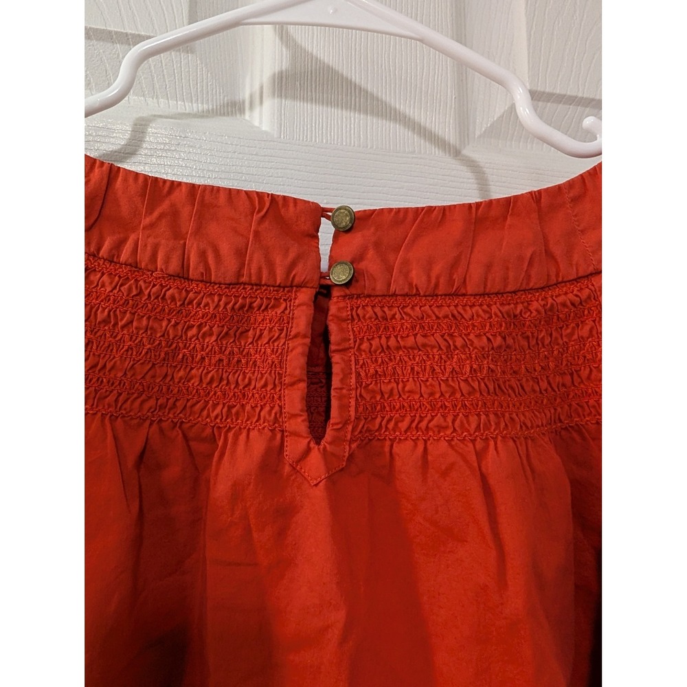 Maeve, XS, Jessie Smocked Swing Blouse, Orange, 100% Cotton, Long Sleeve - Picture 6 of 8